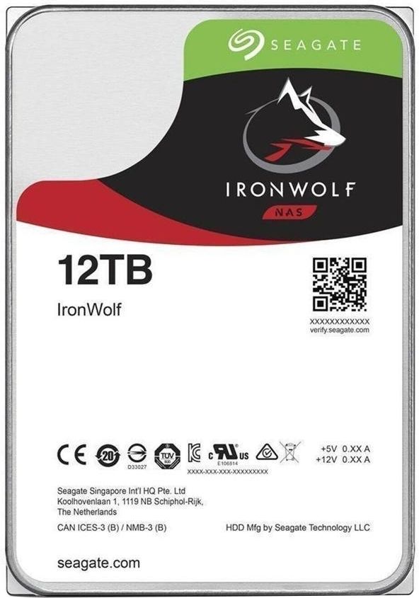 SEAGATE NAS HDD 12TB IronWolf 7200rpm 6Gb/s SATA 64MB cache 3.5inch 24x7 for NAS and RAID Rackmount Systeme BLK